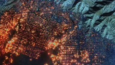 تصاویر ماهواره‌ای گسترش آتش‌سوزی لس آنجلس را نشان می‌دهند